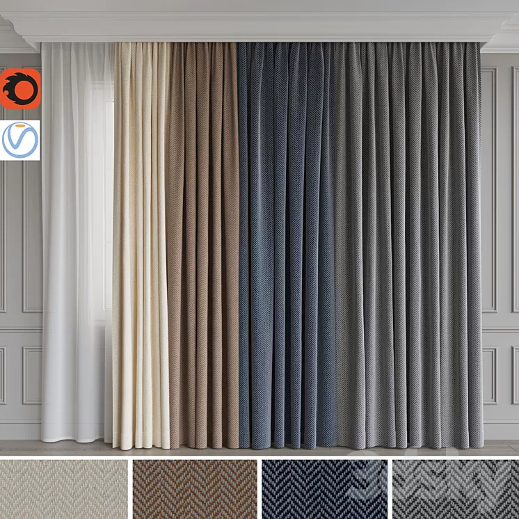 A set of curtains 5 3D Model A set of curtains 5 3D Model