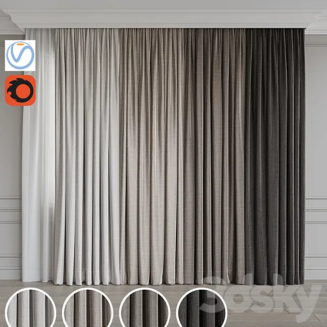 A set of curtains 75 3D Model A set of curtains 75 3D Model