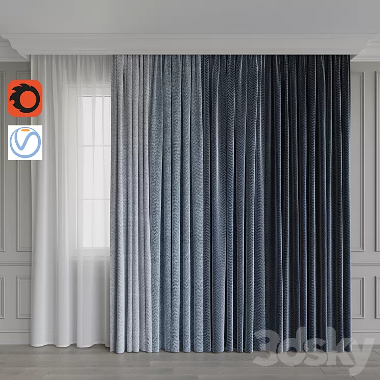 A set of curtains 8. Blue gamma 3D Model A set of curtains 8. Blue gamma 3D Model