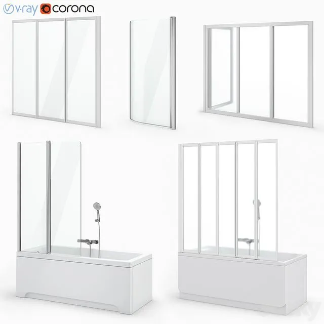 A set of curtains and baths Ravak set 19 3D Model A set of curtains and baths Ravak set 19 3D Model