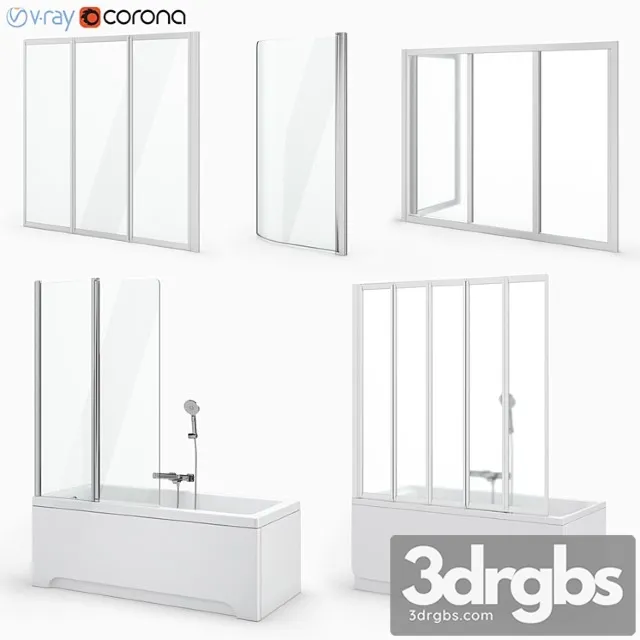 A Set of Curtains and Baths Ravak Set 19 3D Model Download