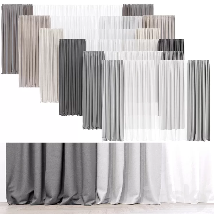 A set of curtains / drapes 3D Model A set of curtains / drapes 3D Model