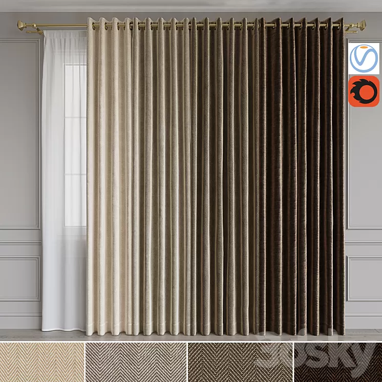 A set of curtains on the rings 15. Beige range 3D Model A set of curtains on the rings 15. Beige range 3D Model