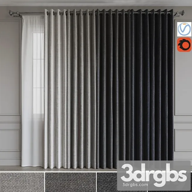 A set of curtains on the rings 19. gray gamma 3D Model Download