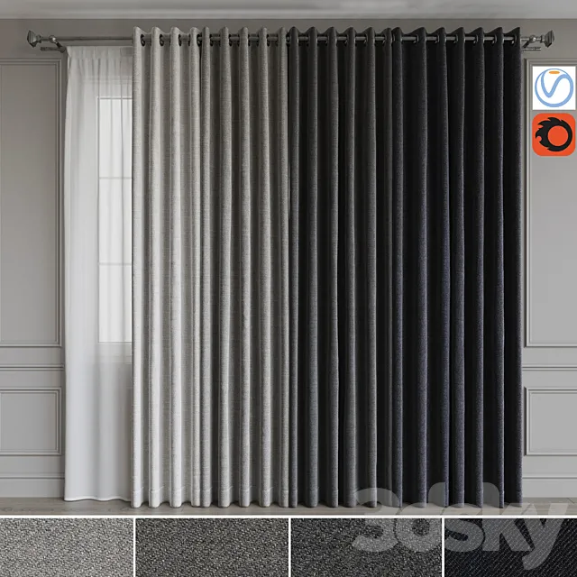 A set of curtains on the rings 19. Gray gamma 3DModel A set of curtains on the rings 19. Gray gamma 3DModel