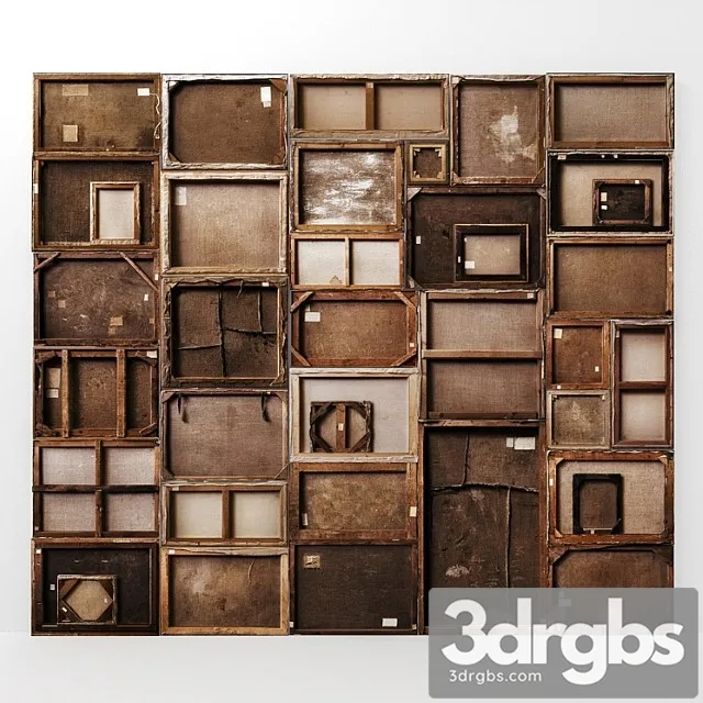 A set of dark stretchers with paintings 3D Model Download A set of dark stretchers with paintings 3D Model Download