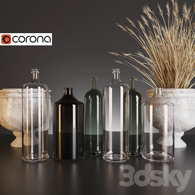A set of decorative bottles. 3DModel