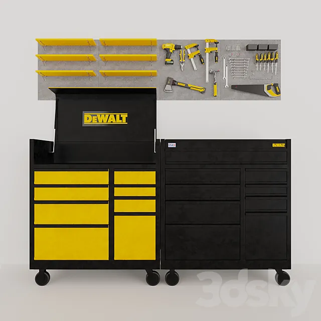 A set of DeWalt instruments on the punch panels 3D Model A set of DeWalt instruments on the punch panels 3D Model
