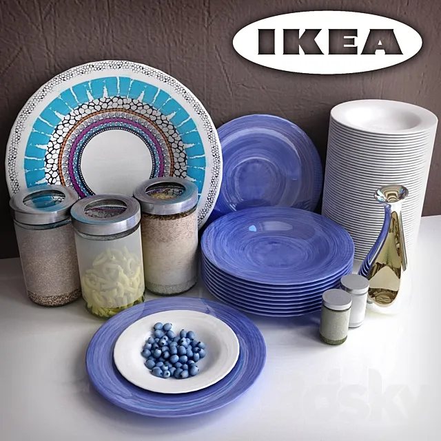 A set of dishes and jars of loose spices for IKEA 3DModel A set of dishes and jars of loose spices for IKEA 3DModel