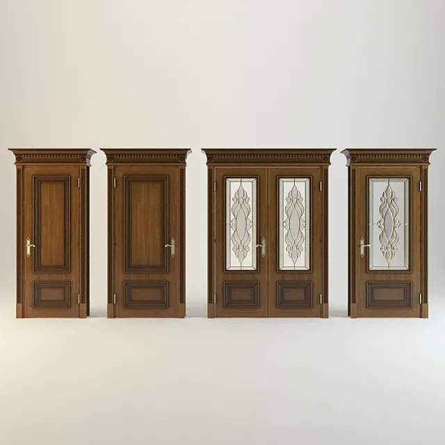 a set of doors with stained glass 3D Model