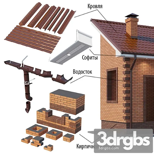 A Set Of Elements For Building A Brick House 3D Model Download A Set Of Elements For Building A Brick House 3D Model Download
