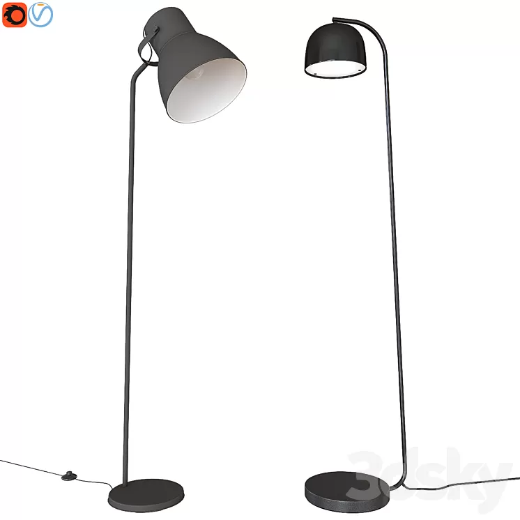 A set of floor lamps. IKEA HEKTAR  Grant Floor Lamp EU Black 3D Model