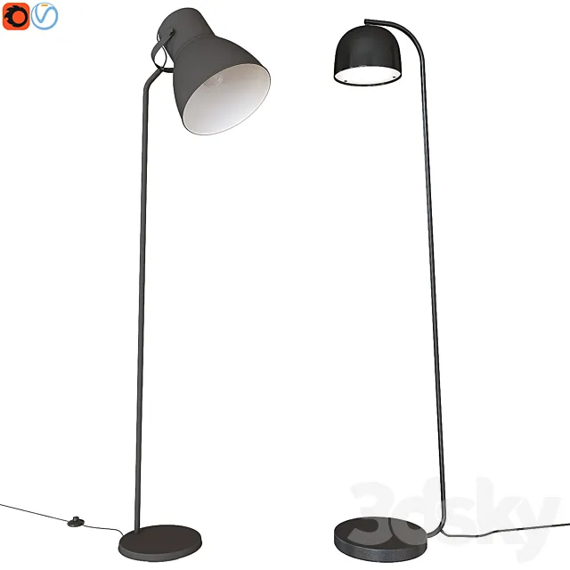 A set of floor lamps. IKEA HEKTAR Grant Floor Lamp EU Black 3DModel A set of floor lamps. IKEA HEKTAR Grant Floor Lamp EU Black 3DModel
