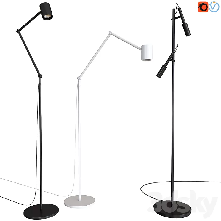 A set of floor lamps. IKEA NYMÅNE. PANZERI TUBINO 3D Model