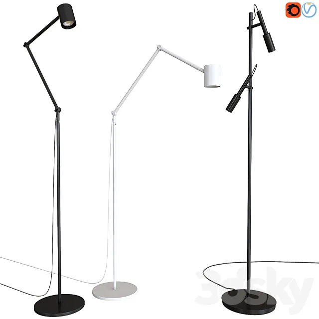A set of floor lamps. IKEA NYMÅNE. PANZERI TUBINO 3DModel A set of floor lamps. IKEA NYMÅNE. PANZERI TUBINO 3DModel