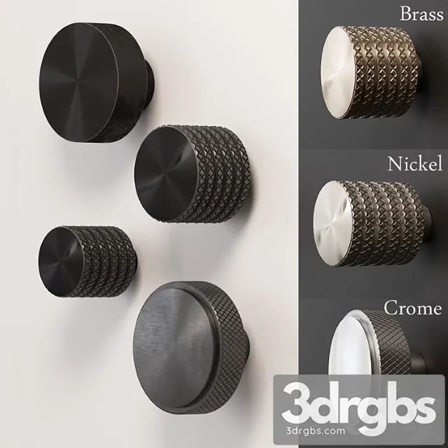 A set of furniture handles (buttons) 2 3D Model Download A set of furniture handles (buttons) 2 3D Model Download