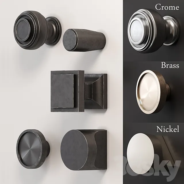A set of furniture handles (buttons) 3D Model