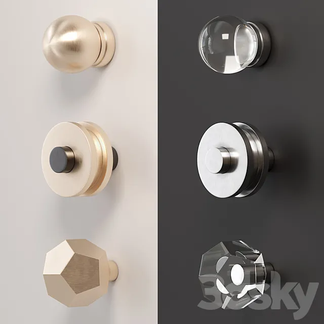 A set of furniture handles (buttons) 3D Model
