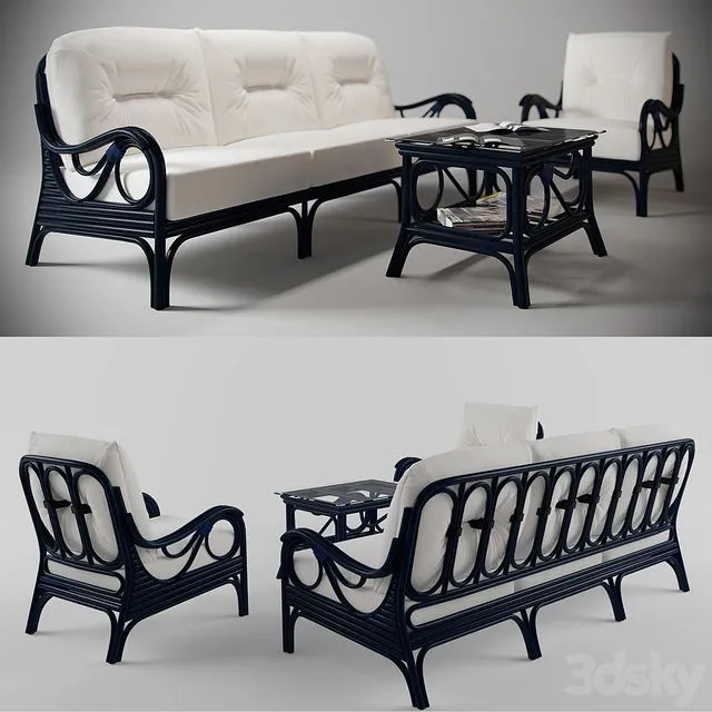 A set of furniture. rattan 3D Model