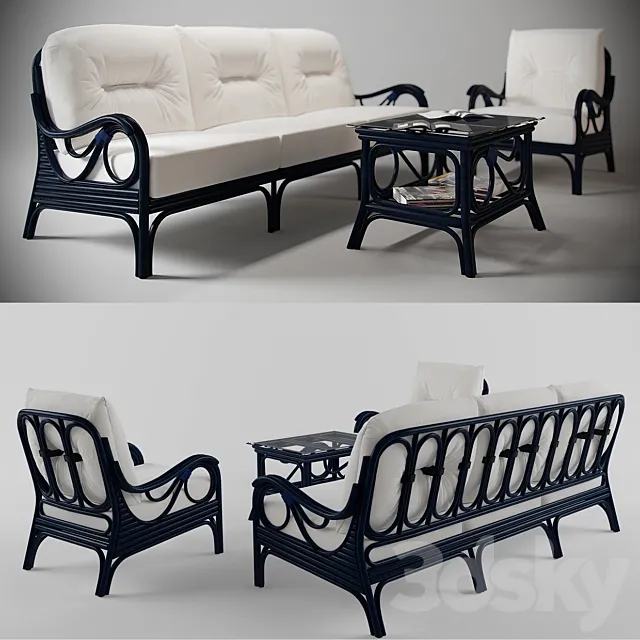 a set of furniture. rattan 3DModel a set of furniture. rattan 3DModel
