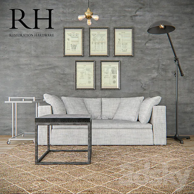 A set of furniture Restoration Hardware 3D Model A set of furniture Restoration Hardware 3D Model