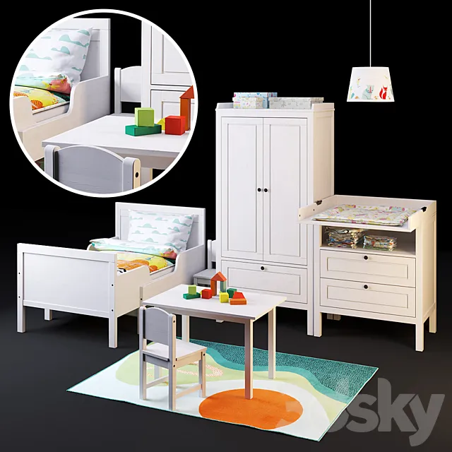 A set of furniture SUNDVIK from IKEA for children 3DModel