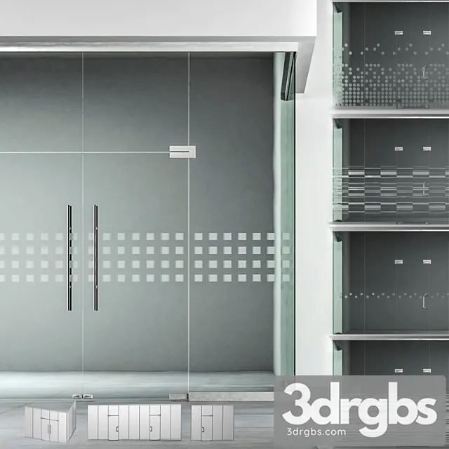 A set of glass partitions with sandblasting patterns 3D Model Download