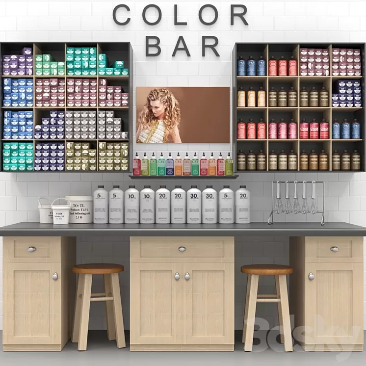 A set of hair dyes in a beauty salon. Collection 3D Model