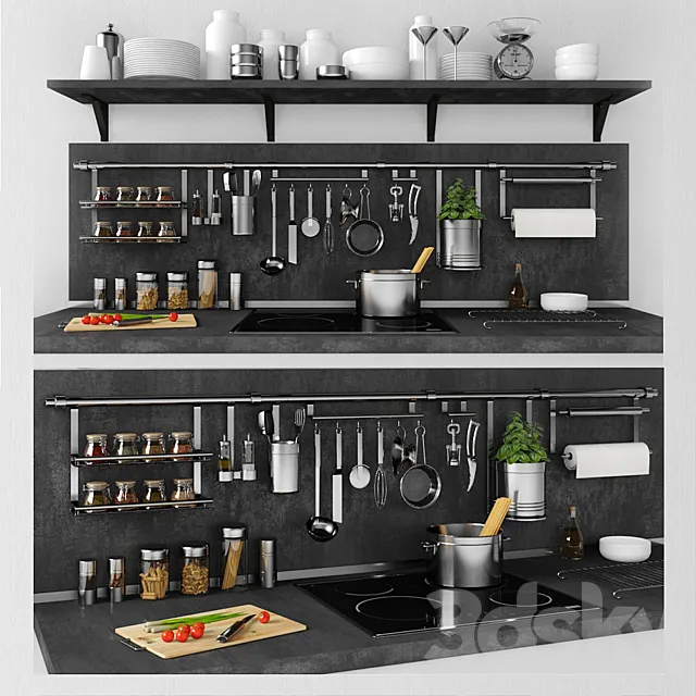 A set of kitchen 3DModel