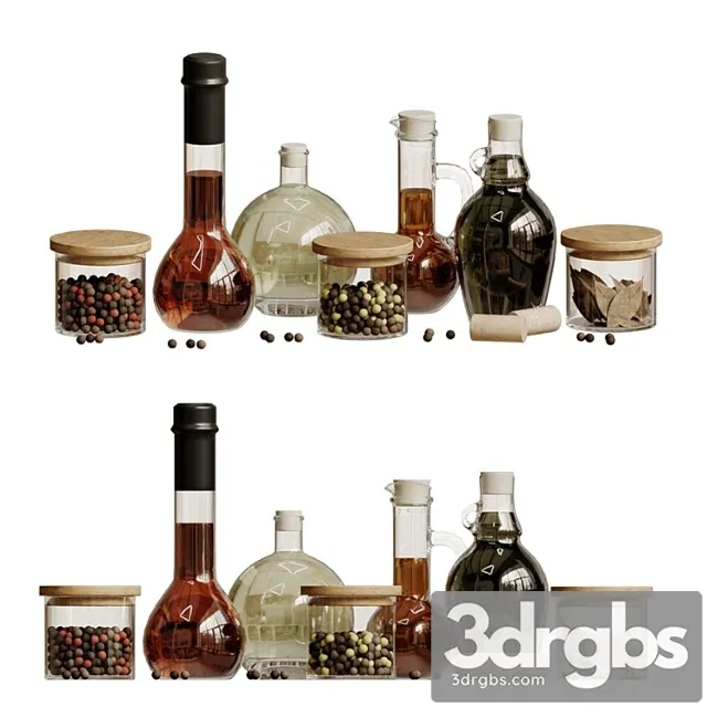 A Set Of Kitchen Jars With Oil and Pepper 3D Model Download A Set Of Kitchen Jars With Oil and Pepper 3D Model Download