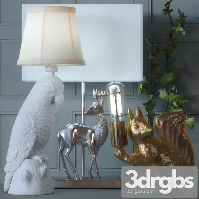A set of lamps in the form of animals 3D Model Download