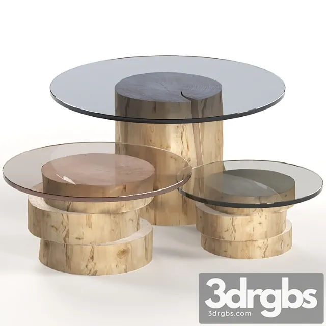 A set of light tables from stumps and slabs with glass tops. 2 3D Model Download A set of light tables from stumps and slabs with glass tops. 2 3D Model Download