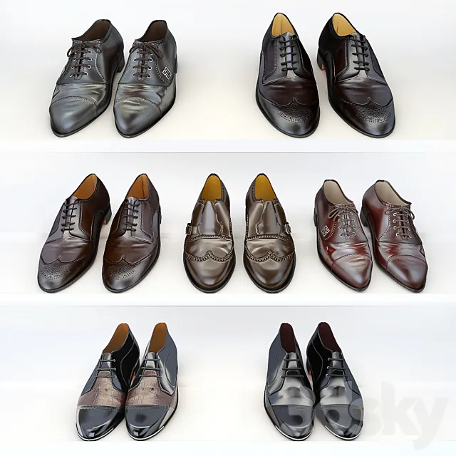 A set of men’s shoes 3D Model