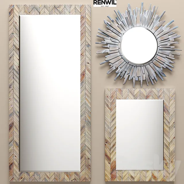 a set of mirrors RENWIL. wooden. sun. eco. eco-design 3DModel