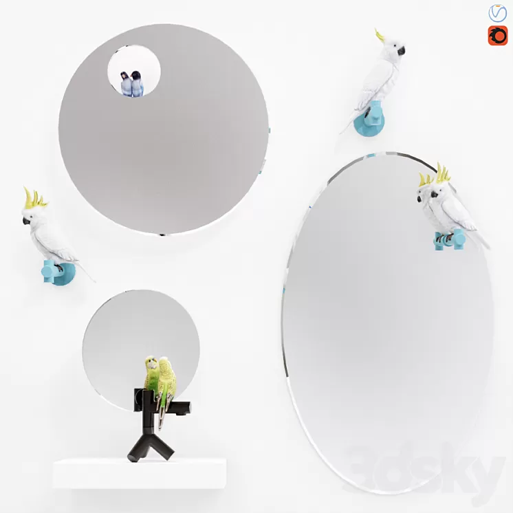 A set of mirrors "The Parrot Party" 3D Model