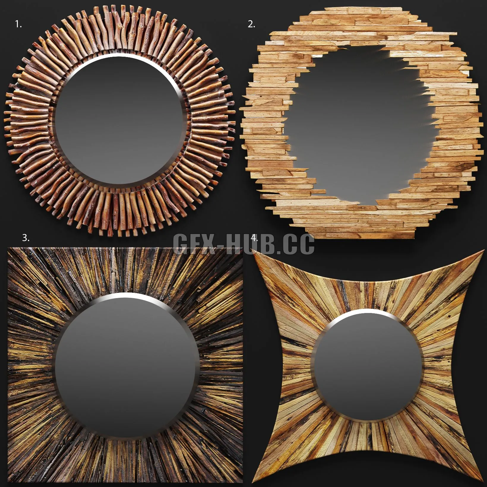 A set of mirrors tree 3D Model