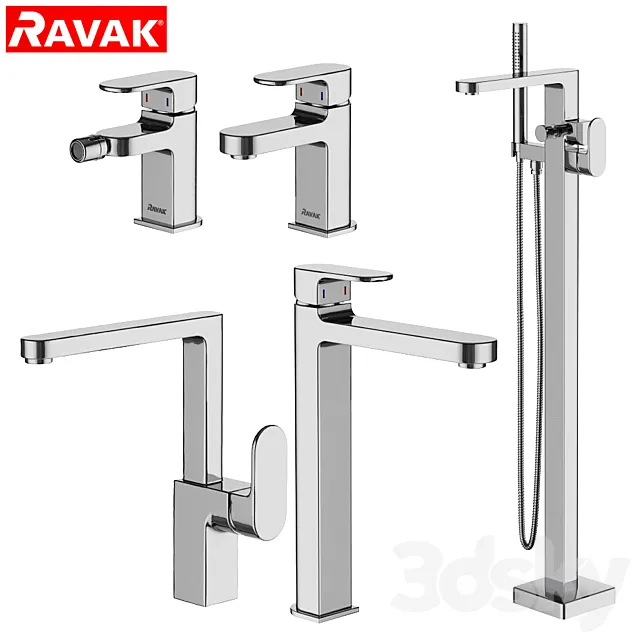 A set of mixers Ravak Chrome set 09 3D Model