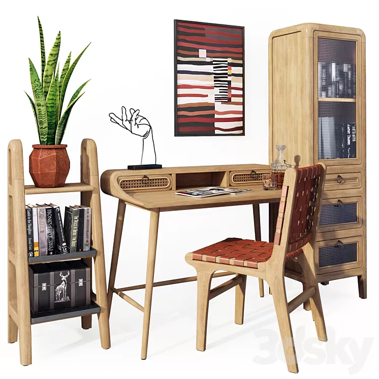 A set of office furniture. Desk Nalu La Forma 3D Model Free Download