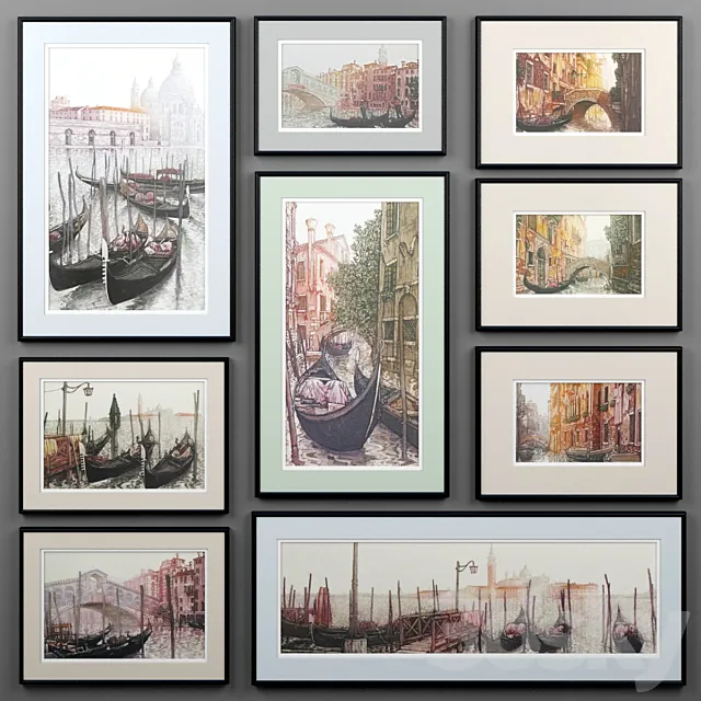 A set of paintings depicting Venice from Ugo Baracco 3D Model A set of paintings depicting Venice from Ugo Baracco 3D Model