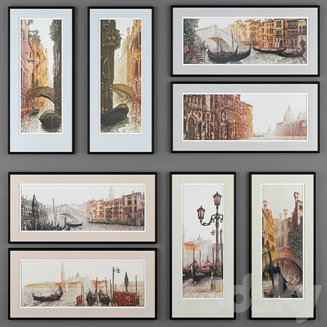 A set of paintings depicting Venice from Ugo Baracco 3D Model A set of paintings depicting Venice from Ugo Baracco 3D Model