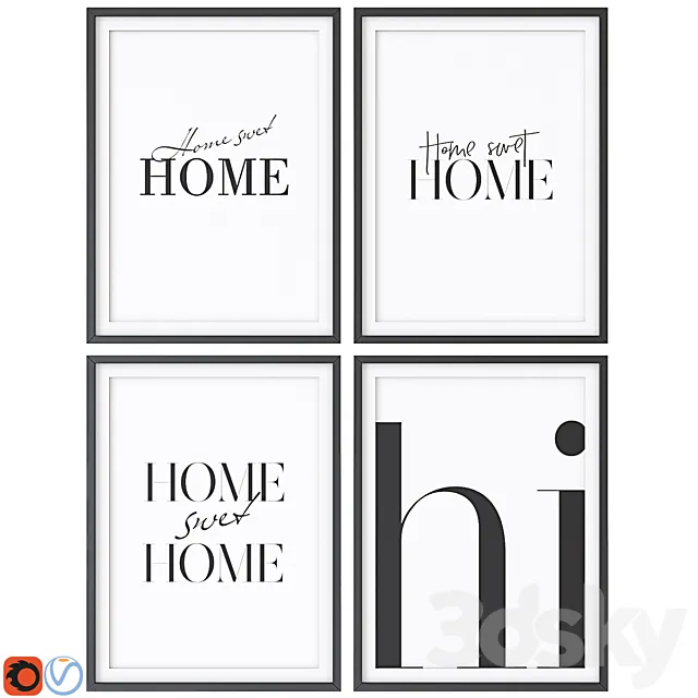 A set of paintings in the Scandinavian style 001 3DModel A set of paintings in the Scandinavian style 001 3DModel