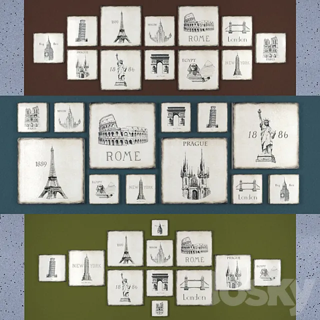 A set of paintings in the style of “American Country” 3DModel A set of paintings in the style of “American Country” 3DModel