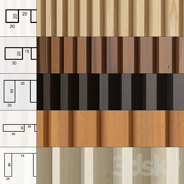 A set of panels with slats. 3DModel A set of panels with slats. 3DModel