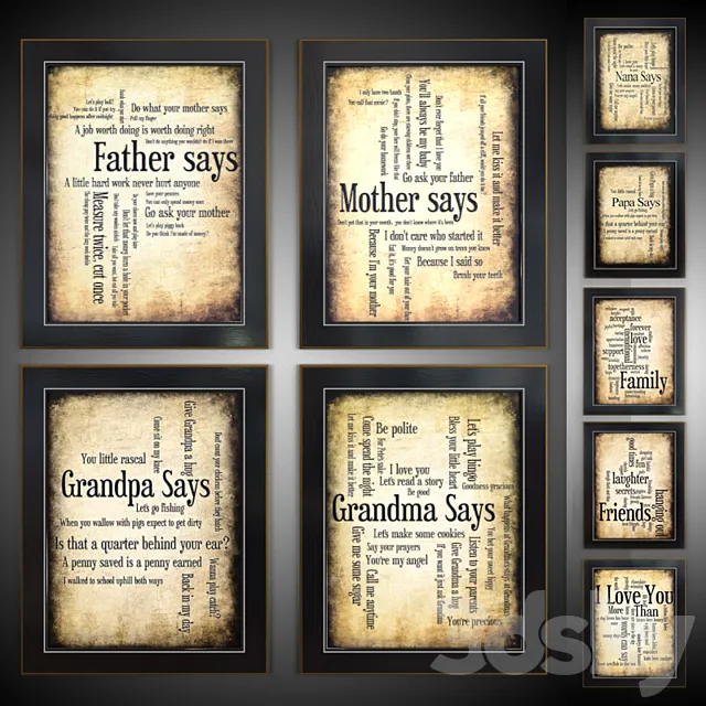 A set of pictures “Father Says” (9 pcs.) 3D Model A set of pictures “Father Says” (9 pcs.) 3D Model