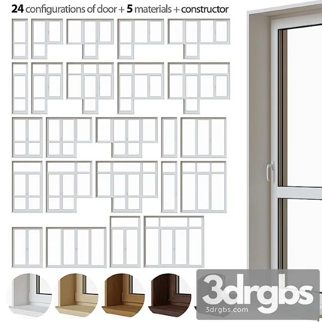 A Set Of Plastic Balcony Doors 3D Model Download