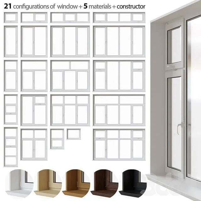 A set of plastic windows 3D Model