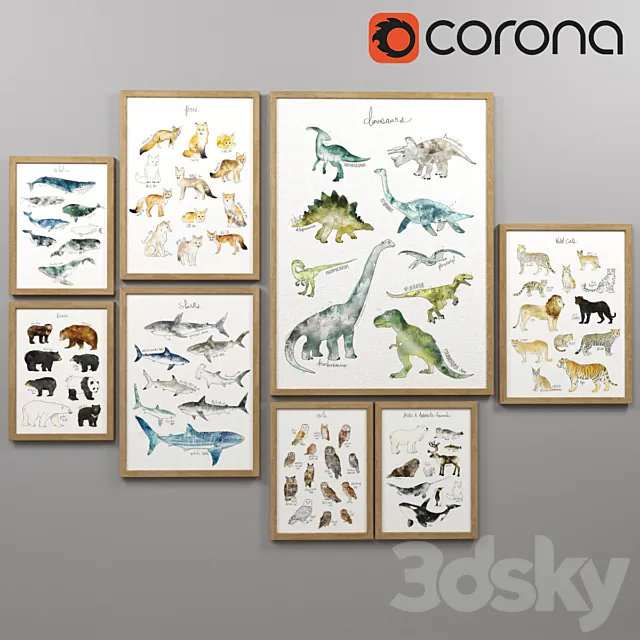 A set of posters for the nursery 3D Model A set of posters for the nursery 3D Model