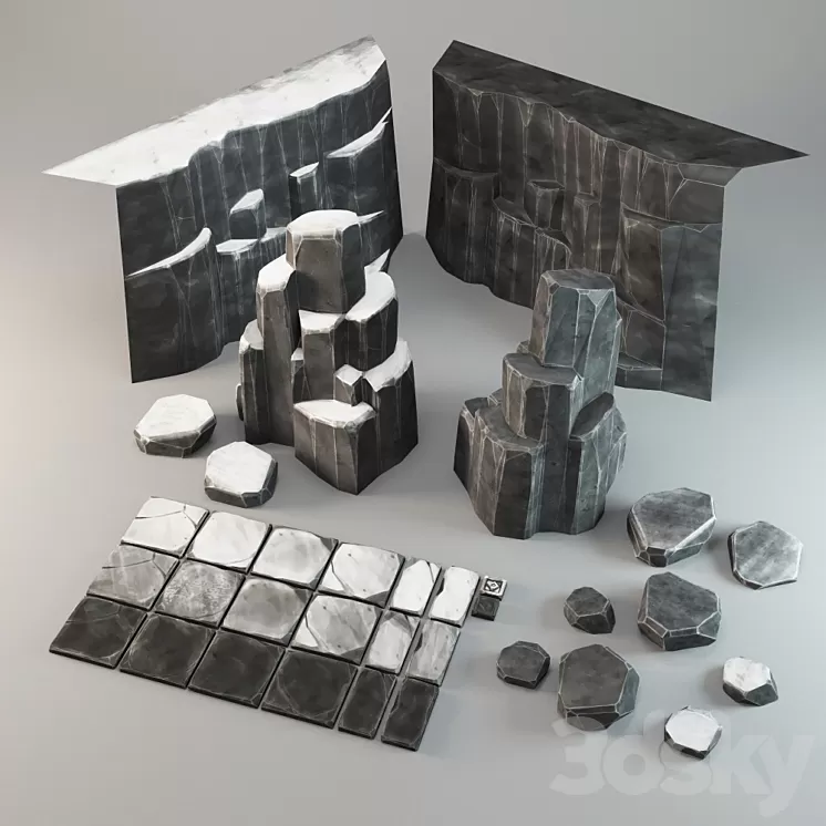 A set of rocks stones and slabs 3D Model