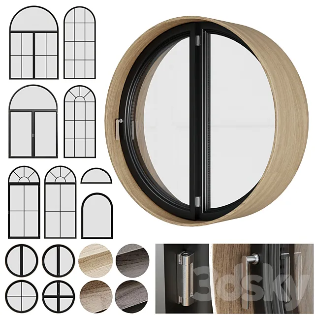 A set of round and circle and arched windows 01 Free Download