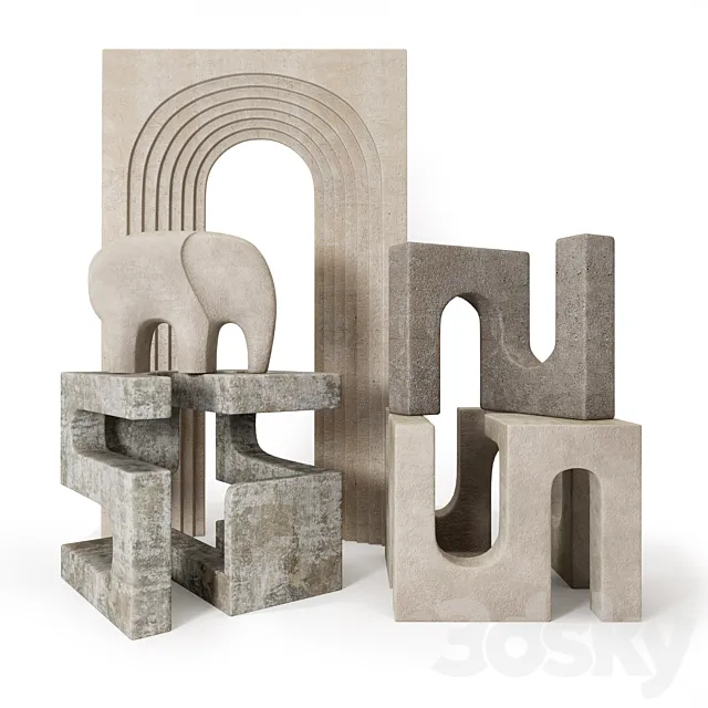 A set of sculptural decor in the architectural style. 3D Model A set of sculptural decor in the architectural style. 3D Model